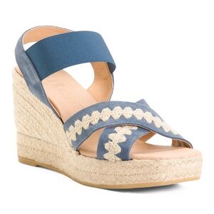 NWB Jutelia made in spain cross band wedge espadrille with embroidery